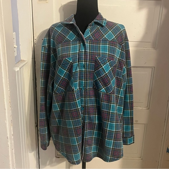 Time and Tru Jackets & Blazers - Pink and Blue Women’s Flannel